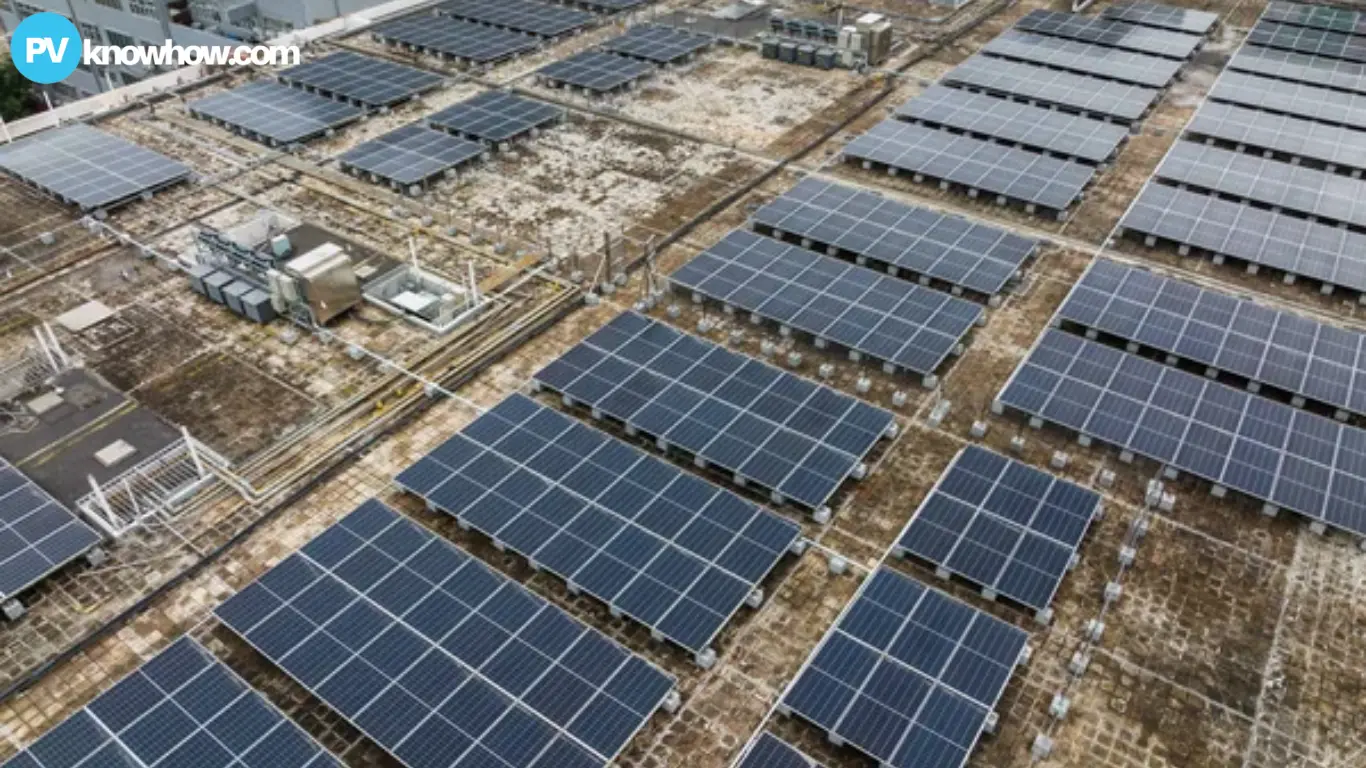 Aerial View of Solar Panels on a Building