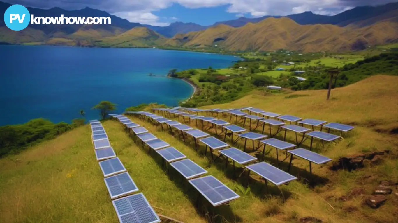 Solar panels on remote island